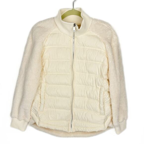 Nwot Bernardo Cream Teddy Eco Plum Insulated Quilted Puffer Jacket Sz Small